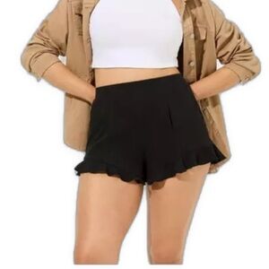 Torrid - Cute Black High Waist Shorts with Ruffle Hem and Pockets- 0